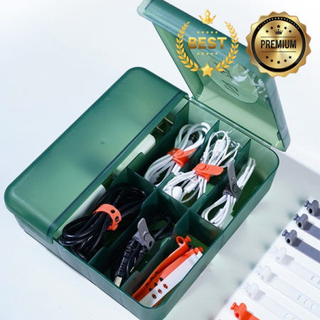 케이블타이 데이터 라인 케이블 이어폰 및 전선에 적합한 실리카 정리함 10개 세트 3개의 슬롯 코드 와인더 기능.