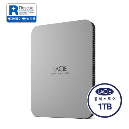 라씨 썬더볼트4지원 외장하드 LaCie Mobile Drive USB-C 1TB, 실버