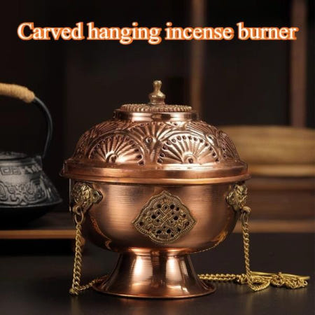 빨간색 구리 매달려 여덟 길조 중공 코일 향 버너 실내/연구 장식/진정 정화/아로마 테라피 스토브