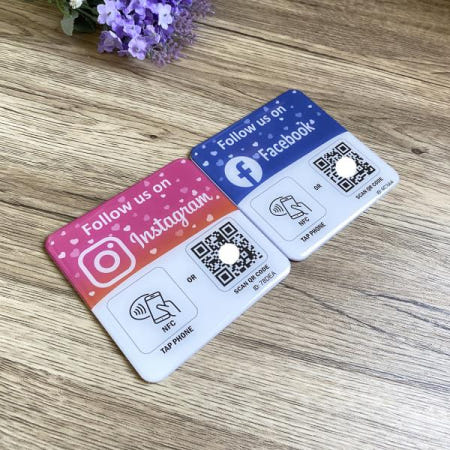 10X10cm QR 코드 NFC 탭 Google 리뷰 플라크 Instagram Facebook 플레이트 Tripadvisor Trustpilot