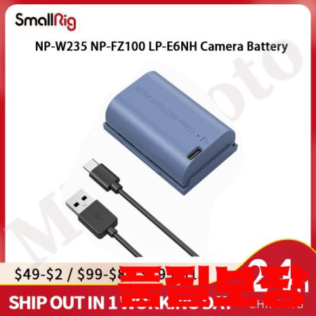 [해외]SmallRig NP-W235 NP-FZ100 LP-E6NH USB-C 충전식 카메라 배터리 소니 호환 캐논 호환 후지필름 A7M4 ZV-E1 4265 용
