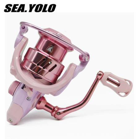 Sea Yolo 1Pcs 핑크 Luya 모든 금속 회전 바퀴 갭 무료 마이크로 개체 낚시 라인 휠 5:2:1 해양 Ge