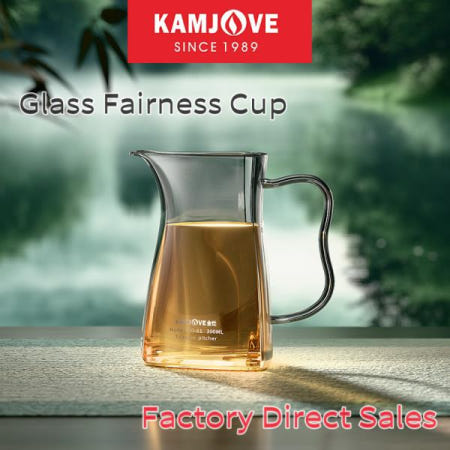 KAMJOVE 모든 유리 페어 컵 300ml 내열성 고 붕규산염 회색 투명 공장 직접 판매
