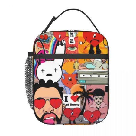 사용자 정의 나쁜 B-토끼 열 절연 점심 가방 여성 록 밴드 휴대용 도시락 상자 어린이 학교 다기능 식품 토트 백