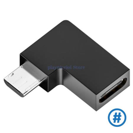 노트북 PC 충전기 컨버터용 익스텐션 어댑터 90 도 오른쪽 아래 마이크로 USB 수-C 타입 암