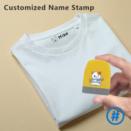 1개 멋진 고양이가 물고기를 먹는 모양의 맞춤 이름 도장 스탬프 라벨로 소지품을 식별하세요
