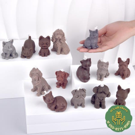 3D 동물 양초 실리콘 금형 DIY 꼬집는 새끼 고양이와 강아지 석고 에폭시 수지 아로마 테라피
