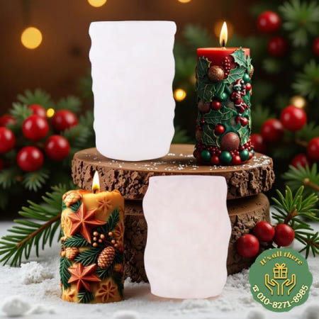 DIY 크리스마스 트리 원통형 양초 실리콘 금형 3D 눈송이 소나무 아로마 수지 석고 장식 액세서리