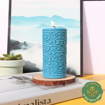 행운의 구름 질감 양각 촛불 금형 사각형 원주 아로마 테라피 실리콘 DIY 홈 장식