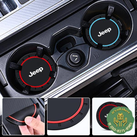 2PCS 자동차 컵 받침 워터 슬롯 Jeep Renegade Compass Grand Cherokee Wrangler JK 용 미끄럼 방지 매트 패드