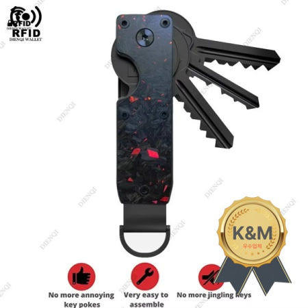스마트 금속 키 주최자는 2-6 지갑을 보유하고 있습니다. 남성용 RFID 블록 알루미늄 체인 보안을위한 미니멀리스트 케이스 홀더