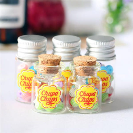 [해외]1/12 인형 집 미니어처 음식 디저트 설탕 막대 케이스 홀더 포함 Candys Kids Play Toys