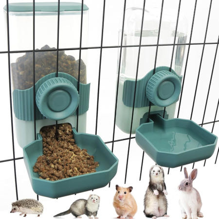 [해외]조절 가능한 걸이 고리가 있는 체벳 자동 중력 반려동물 급수기 - 소형/중형 동물(기니피그, 고양이, 토끼, 고슴도치, 페럿)을 위한 대용량(파란색)