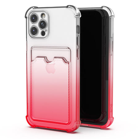 그라디언트 에어범퍼 카드 슬롯 케이스 핑크레드, 아이폰15 플러스