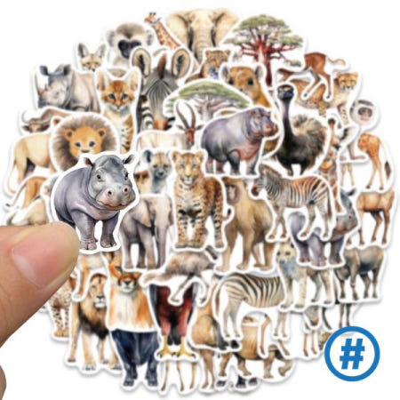 귀여운 아프리카 정글 동물원 야생 스티커 장난감 DIY 문구 스크랩북 수하물 자동차 그래피티 데칼 10 개