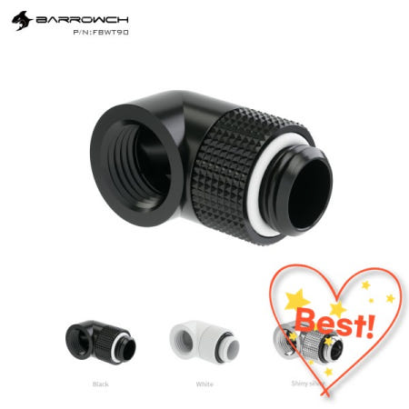 [해외]100% 호환 Barrowch PC 수냉 피팅 G1/4 90 ° 로터리 어댑터 수-암 튜브 커넥터 FBWT90