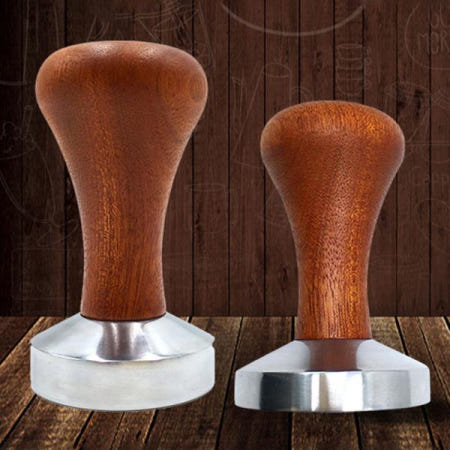 에스프레소 커피 디스트리뷰터 탬퍼 파우더 해머 우드 핸들 51mm