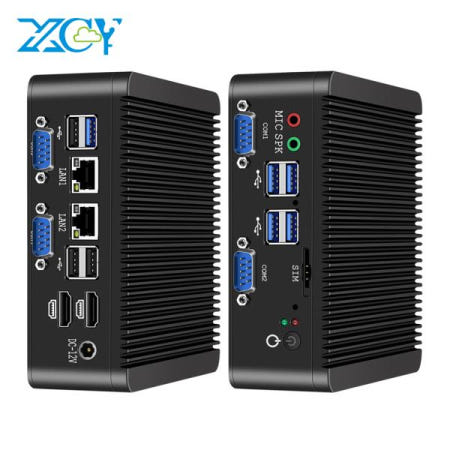 XCY 팬리스 미니 PC 인텔 펜티엄 J5005 DDR4 M.2 SSD RS232/485 2개 LAN GPIO mPCIE 4G LTE 8개 USB LVDS HDMI TPM 2.0