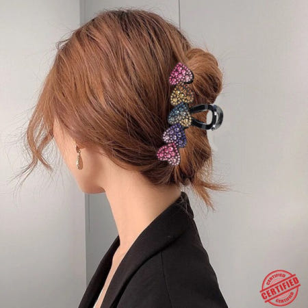 [해외]여성 럭셔리 라인 석 머리 발톱 크랩 숙녀 대형 포니 테일 헤어 클립 패션 액세서리 무료