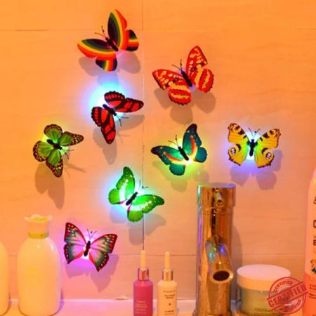 Ranpo 뜨거운 나비 밤 빛 크리 에이 티브 재미 있은 다채로운 Stickable Diy LED 하우스 장식 벽 조명