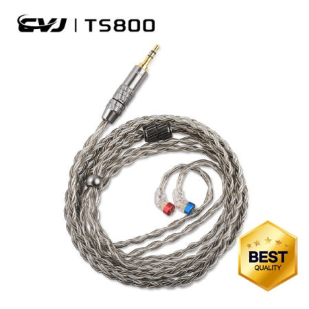 [해외]100% 호환 CVJ TS800 8-브레이드 실버-플랜트 오디오 케이블 이어폰 HIFI 2.5/3.5/4.4mm