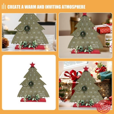 크리스마스 카운트다운 어드벤트 캘린더 러스틱 우드 트리 바인 날짜 장식 홀리데이 파티