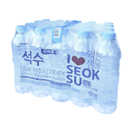 하이트진로 석수 무라벨 생수 먹는샘물 500ml 20개