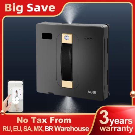 (프로모션 코드: KR1008)로봇 창 클리너 ABIR WD8, 듀얼 워터 스프레이, 스마트 메모리, 고 진공 청소기 흡입, 레이저 센서, 홈 벽 유리 로봇, 앱 제어