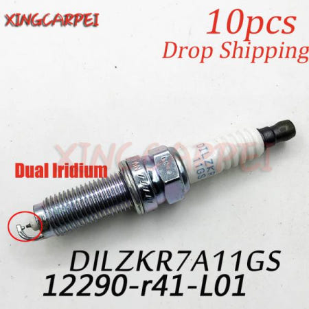 듀얼 이리듐 점화 플러그, 혼다 어코드 CRV IV 시빅 1.8L HRV IX LX 아큐라 MDX 자동차 양초, 12290-R41-L01 DILZKR7A11GS, 10 개
