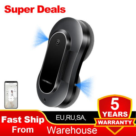 [해외](프로모션 코드: AEWD55)로봇 창문 청소기 Liectroux YW810, 양방향 물 분사, 초박형, 용 로봇 가정용 전기 유리 와셔 및 와이퍼, 브러시리스 모터, AP