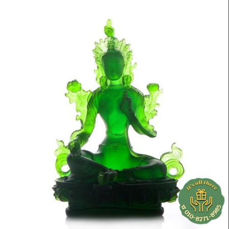 무료  티베트 공급 업체 21cm 수지 안전한 녹색 타라 탄트라 조각 보살 효능 홈 장식 동상