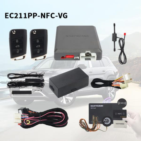 EASYGUARD 세미 플러그 앤 플레이 PKE 원격 시동 NFC 엔트리 (폭스바겐 사기타르, 라만도, 타이론, 코디악, 카미크 OEM 푸시 스타트 버튼 장착 차량용)