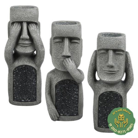 폴리레젼 이스터 섬 조각상 장식품 재미있는 아후 아키비 모아이 모노리스 입상 높이 25cm