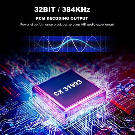 Leading-CX31993 USB 유형 C DAC 헤드폰 앰프 블루, 3.5mm 출력 SNR128DB PCM 32B/384Khz, Android Windows10 전화 통화용