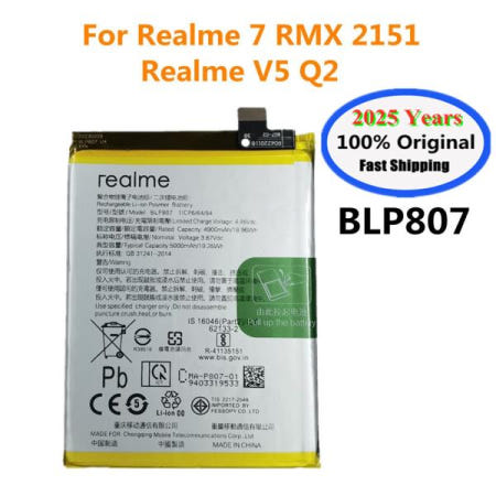 2025 년 BLP807 OPPO Realme 7 Q2 V5 전화 배터리 용 5000mAh 기존 RMX2111