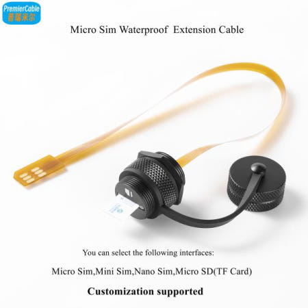 방수 마이크로 SIM 익스텐션 케이블 IP67 패널 마운트 카드 마이크로 카드 커넥터 FPC