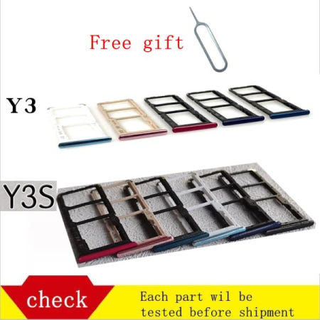 Sim 카드 트레이 홀더 VIVO Y3 Y3S 용 자유 배출 핀이 있는 슬롯 어댑터 및 마이크로 SD 키 도구 바늘