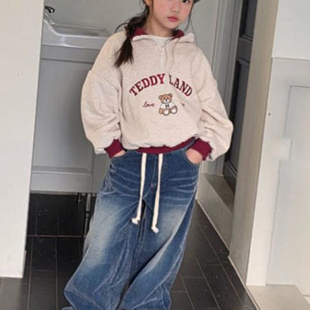 [AILOVE 협력업체]어린이 초등학생 걸 보이 벨 벳벳 청바지 (블루)