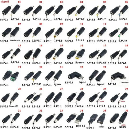 Dc Power Man Naar Vrouw 2.5X0.7 6.54.4 유형 C Usb 플러그 변환기 노트북 어댑터 커넥터