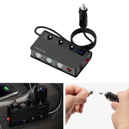 [시즐스토어 제휴업체]차량 스마트폰 블랙박스 충전잭 자동차 하이패스 단말기 태블릿 연결 시거잭 7구