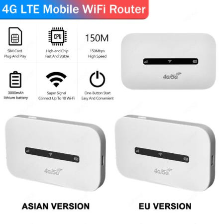 자동차 여행용 무선 인터넷 라우터 모뎀 4G LTE 모바일 와이파이 150Mbps 휴대용 핫 SIM 카드 슬롯 포함