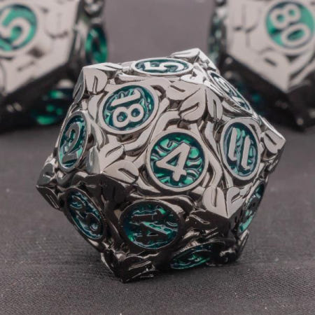 7개 자연 덩굴 잎 DND 금속 주사위 세트 던전 앤 드래곤 RPG 롤플레잉 다면체 D4 D10