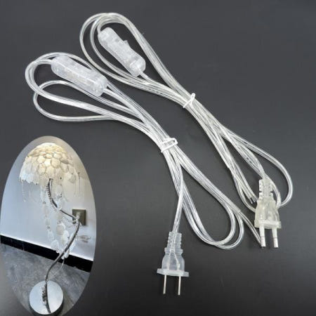 투명한 AC 전원 코드 미국 유럽 303 온라인 스위치 EU 익스텐션 케이블 LED 조명 스트립용 데스크탑 와이어링 1.8m