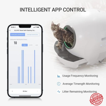 ELS PET 자체 청소 고양이 쓰레기 APP 제어 기능이 있는 스마트 모니터/여러 마리의 위한 무취 초대형
