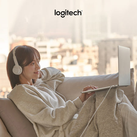 로지텍 H390 유선 헤드셋 컴퓨터 USB 헤드폰 음악감상 인강 헤어밴드 화이트