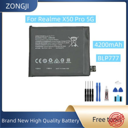 Realme X50 Pro 5G 휴대폰 배터리용 새 BLP777 4200mAh + 무료 도구