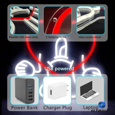 나쁜 귀여운 토끼 하트 네온 사인 LED 재미있는 가수 상품 밝기 조절 가능 만화 힙합 벽 장식