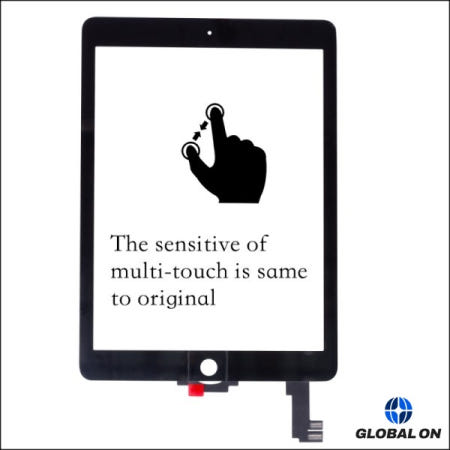 아이패드 에어 2 A1567 용 좋은 품질 터치 스크린 유리 디지타이저 플렉스 케이블 포함 강화 무료 도구