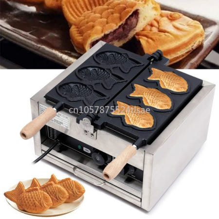 전기 물고기 모양 큰 콘 와플 메이커 상업용 오픈 마우스 아이스크림 타이야끼 머핀 110V/220V