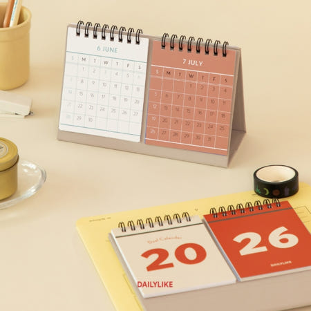 [추천이지샵협력사]데일리라이크 2026 듀얼 데스크 탁상 캘린더 전월당월달력 스프링캘린더